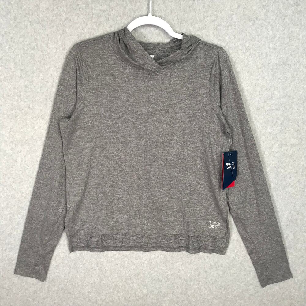 NEW $60 Reebok Hoodie Sweatshirt Large Slim Active Performance Thin Wicking